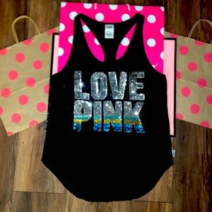 VS PINK size MEDIUM Bling Logo Tank.